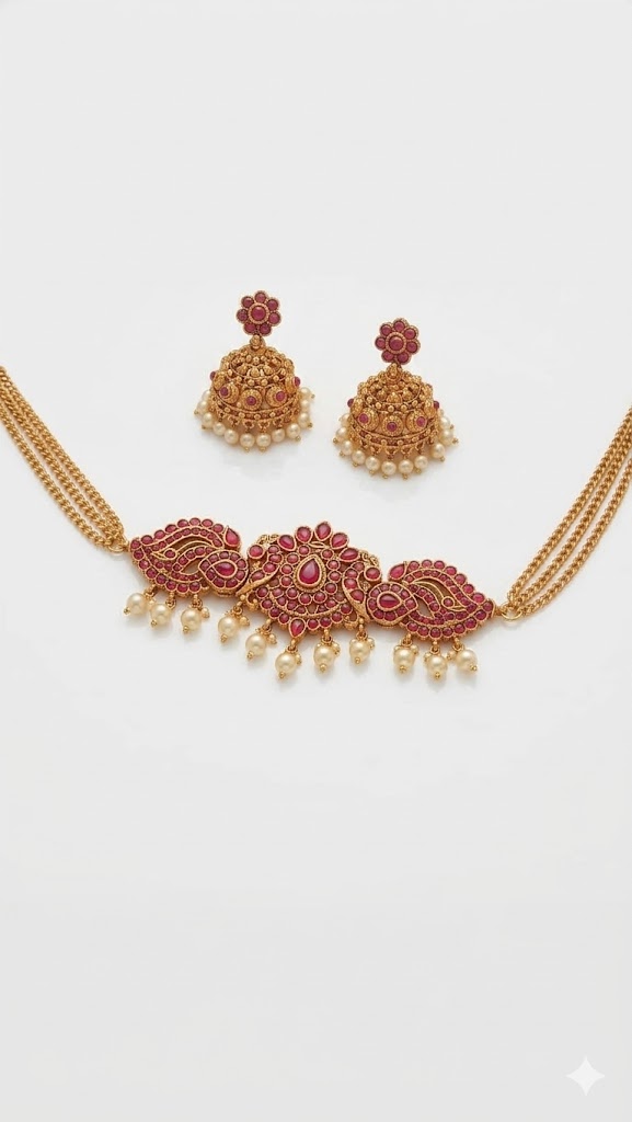Bridal Choker Set With Jhumkas