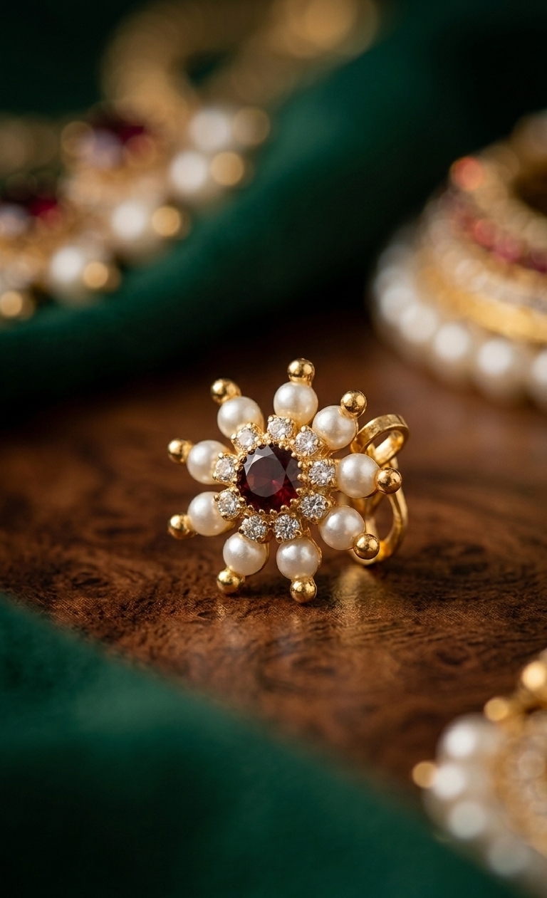 Floral Pearl Pink Ring