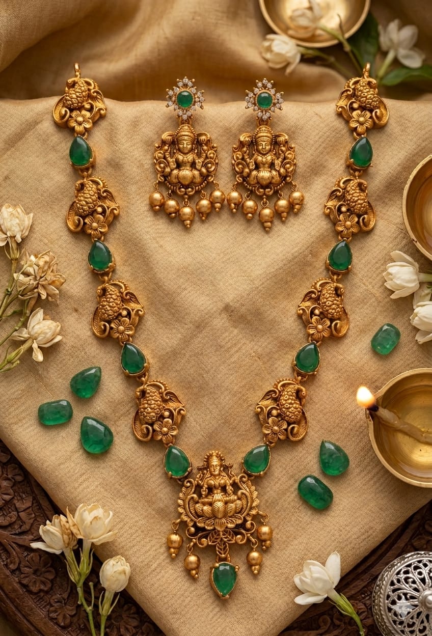 Lakshmi Pendant Long Necklace Set